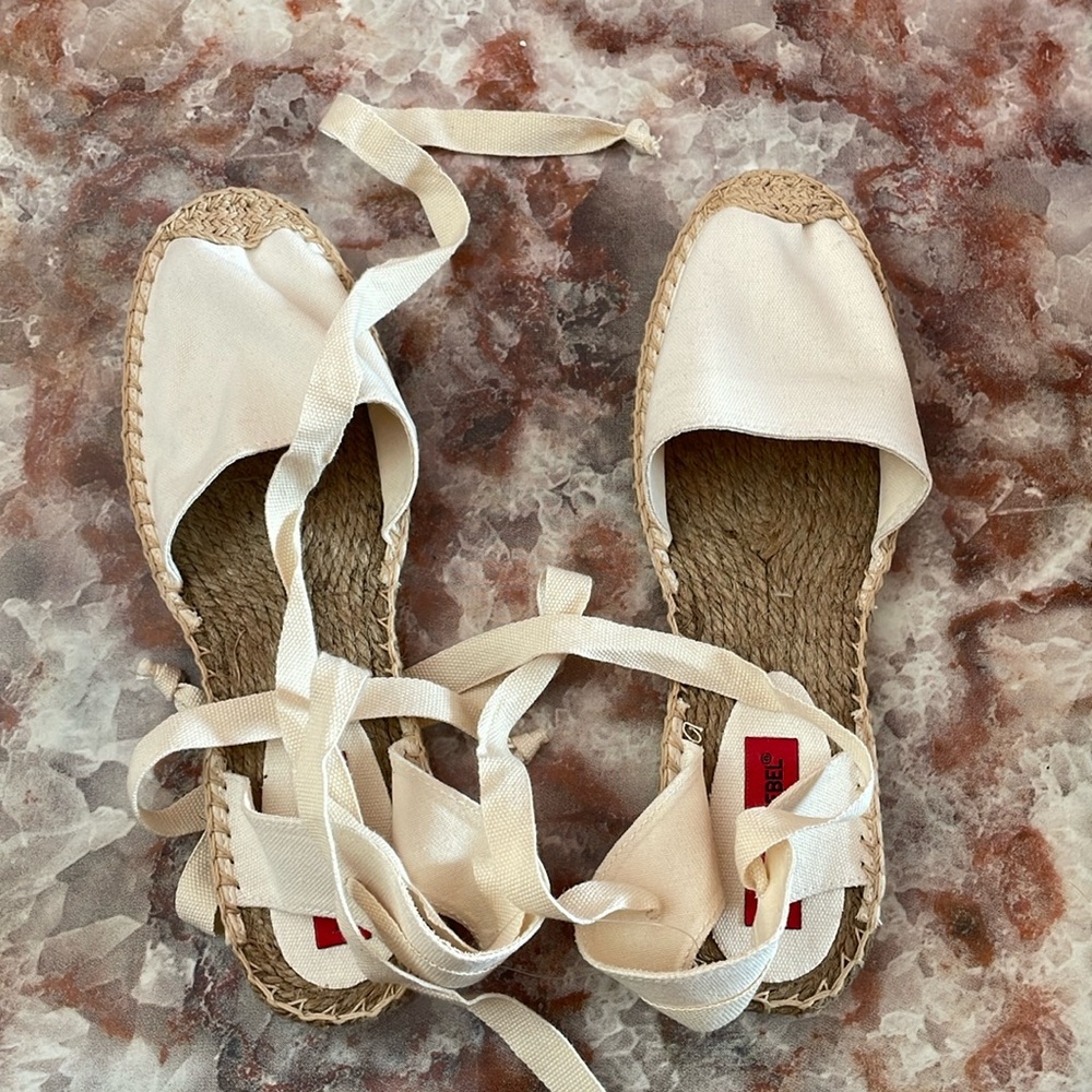 London rebel tie leg flat espadrilles in natural